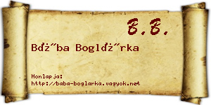Bába Boglárka névjegykártya